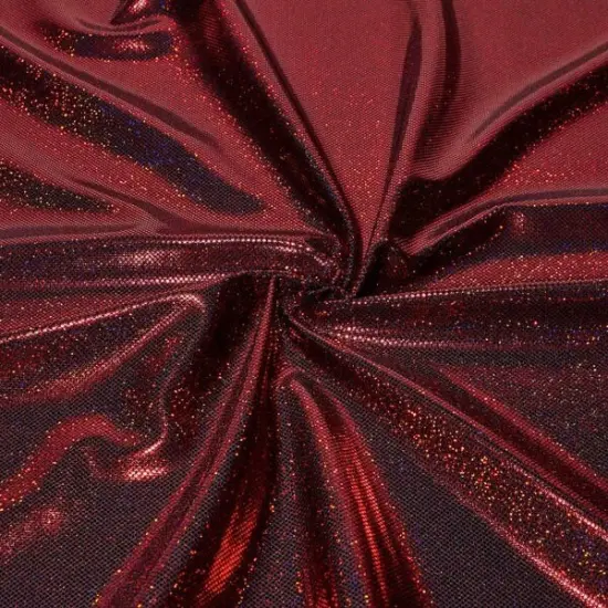 Sparkles Foiled Spandex Fabric 4 Way Stretch Nylon for Dancewear, Gymnastics & Costumes Black/Red {1}