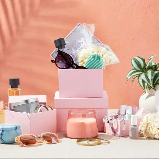 Stockroom Plus Set of 4 Sizes Square Nesting Gift Boxes with Lids for Presents, Stacking Decorative Goodie Box for Holidays, Wedding, Birthday, and Party Favors (Pink) {3}