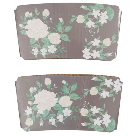 100 Pack Disposable Floral Paper Coffee Cup Sleeves, Drink Sleeves for Cups, 4 Colors (2.5 In) Multicolor {7}