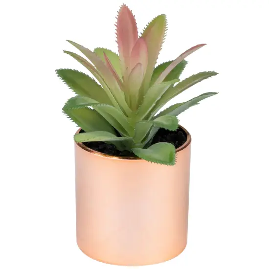 Northlight 5" Green Artificial Aloe Plant in a Rose Gold Pot {5}