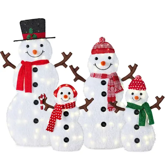 Best Choice Products 2D Lighted Snowman Family Set Outdoor Yard Décor w/ LED Lights {1}
