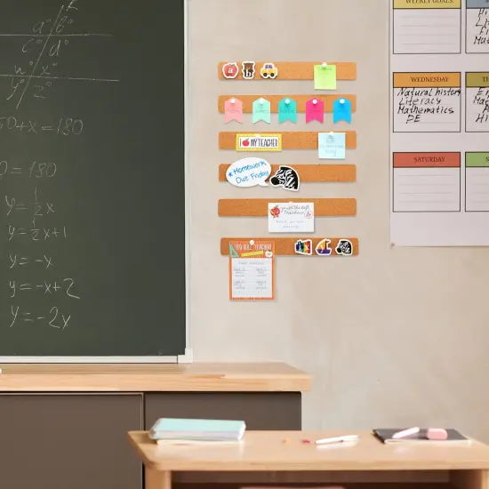 6 Pack Cork Board Strips for Walls - Adhesive Bulletin Board Bar Strips, 11.95x1.5 inches, 0.8 inch Thick - Natural Cork Boards for Office, Home, Classroom - Ideal for Notes and Photos {3}