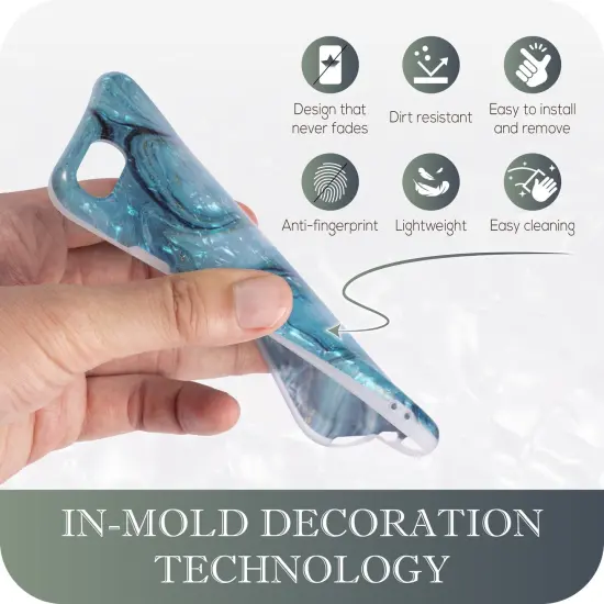 Marble Shell Case For iPhone SE 2020, Glossy Skin Gold Foil Soft TPU IMD Cover For Teen Girls Women Green Blue, by Insten {3}