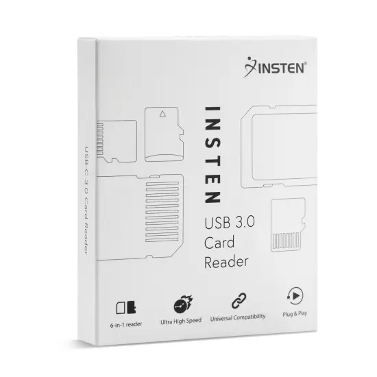 Insten Card Reader USB 3.0 with USB A Cable, 6 in 1 Compatible with SD, microSD, TF, MS, CF, XD, and M2 Cards, Black {7}