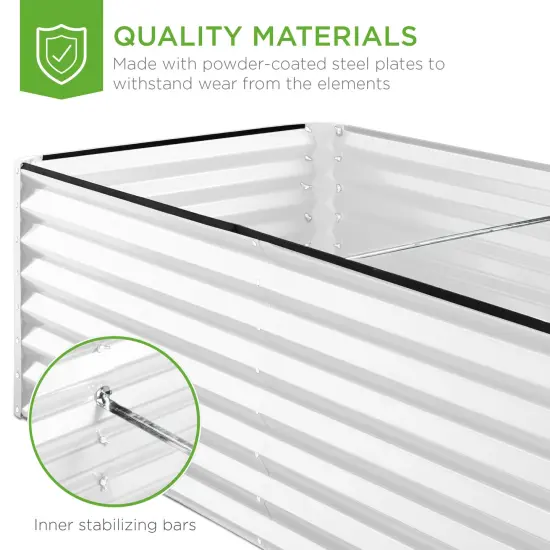 Best Choice Products 6x3x2ft Outdoor Metal Raised Garden Bed, Planter Box for Vegetables, Flowers, Herbs White {5}