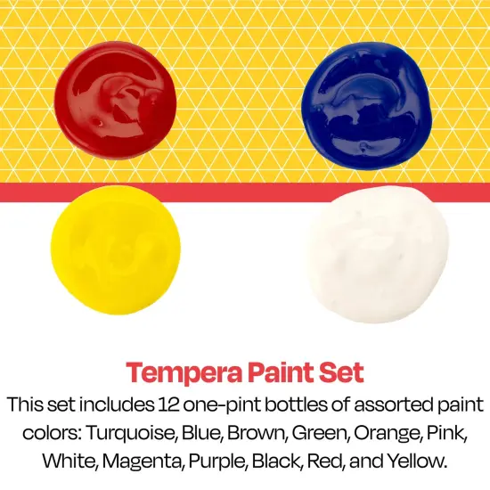 School Smart Tempera Paints, Assorted Colors, Pint Set of 12 {7}