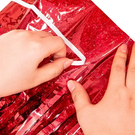 Foil Fringe Curtain 4th of July Decorations - Red Blue Metallic Tinsel Photo Booth Backdrop Party Steamers Curtains for Birthdays Christmas New Years Valentines Bachelorette Parties {5}