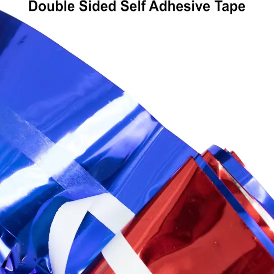 2 Pack 36" X 100" Red White Blue Metallic Foil Fringe Curtain for Patriotic Theme Party, Birthday Party, 4th of July Decorations, Tinsel Backdrop, Photo Booth Props {4}