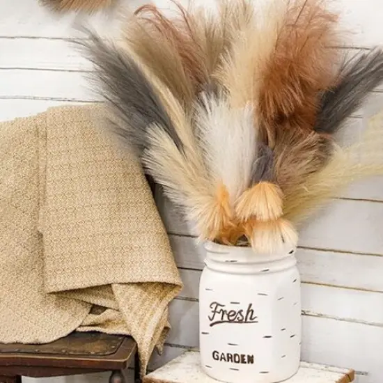 13&rdquo;H Distressed White Enamel Mason Jar Planter Vintage Farmhouse Vase for Flowers and Decor {2}