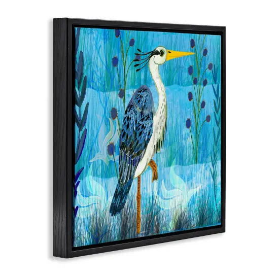 Stupell Industries Standing Crane with Blue Tones Floating Frame Design by Kay Widdowson {3}