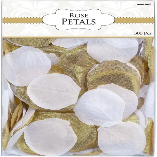 Gold & White Fabric Confetti Petals - 2" (Pack of 300) - Elegant Table Decorations for Weddings, Events & DIY Crafts {3}