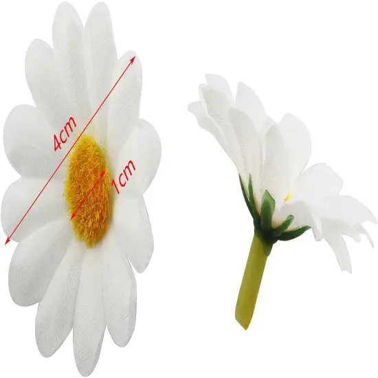 Fabric Daisy Flower Head 100PCS 1.5Inch White Artificial Gerbera Fake Flowers Heads for Wedding Party and DIY Craft {3}