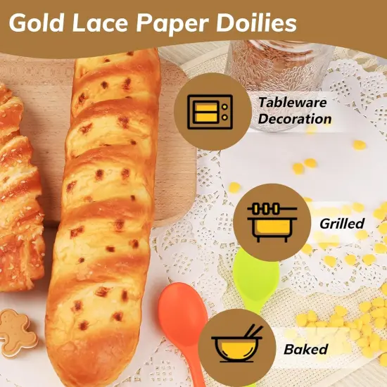 120PCS White Lace Paper Doilies, White Round Paper Placemats 11.5" Lace Food Doilies for Cake Fried Food Party Wedding Tableware Decoration {3}