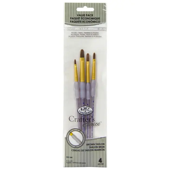 RCC 244 | Crafter's Choice&trade; 4pc Brown Taklon Filbert Brush Set {1}