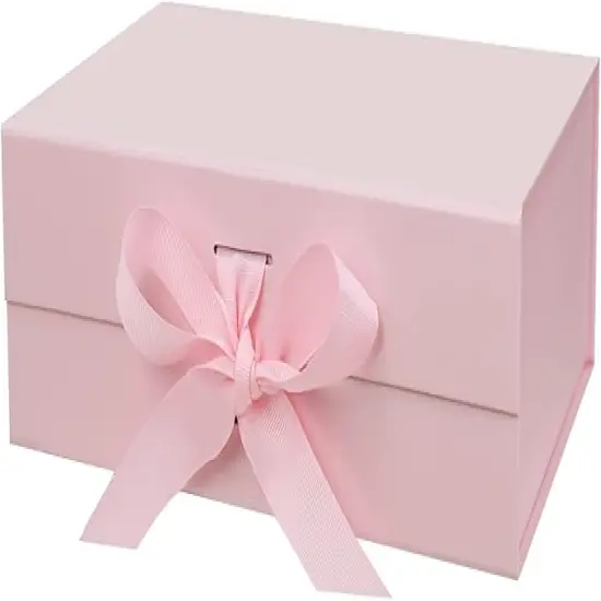 10.5"X7.5"X3.1" Pink Magnetic Gift Box with Lid and Ribbon for Presents {1}