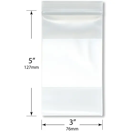 Plymor 3" x 5" (Pack of 100), 6 Mil Industrial Duty White-Block Zipper Reclosable Plastic Bags {3}