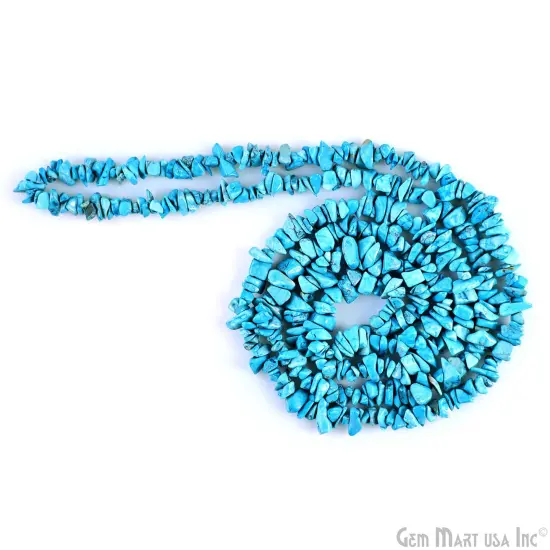 Turquoise Chip Beads, 34 Inch, Natural Chip Strands, Drilled Strung Nugget Beads, 3-7mm, Polished, GemMartUSA (CHTR-70001) {2}