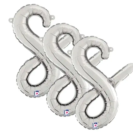Betallic&reg; 14 Inch Script Letter S Silver Air Fill Only Balloon {2}