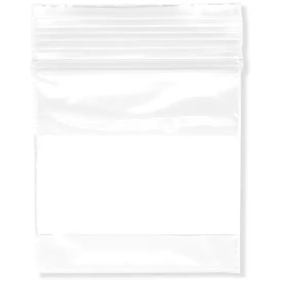 Plymor 1.5" x 1.5", 2 Mil with White-Block Zipper Reclosable Plastic Bags {1}