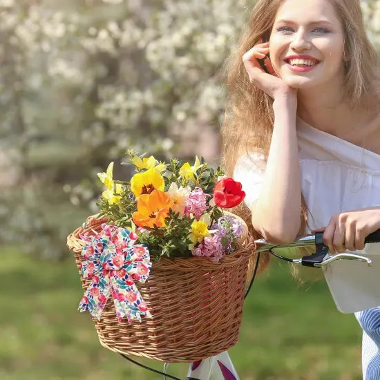 Floral Wired Edge Ribbon Spring Summer Watercolor Flower Ribbon for Bow Wreath Craft Gift Wrap Wedding Birthday Party Home Decor 2.5 Inch {5}