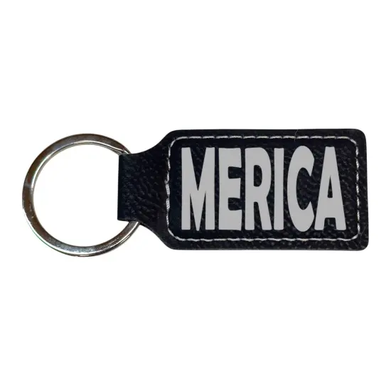 Keychain - Rectangle - Merica - Leather Pink/Black {2}