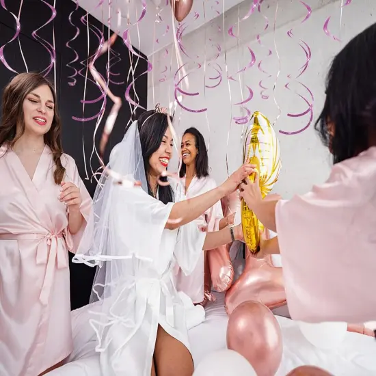 30 pcs Pink Hanging Swirls Decorations Swirl Party Decorations Plastic Party Streamer for Ceiling {2}