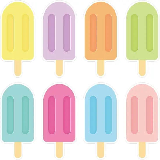8Pcs Ice Pop Cutouts Summer Ice Lolly Bulletin Board Decor Candy Colorful Popsicle Shape Paper Cut-Outs with 100Pcs Glue Points for DIY Art Craft {1}
