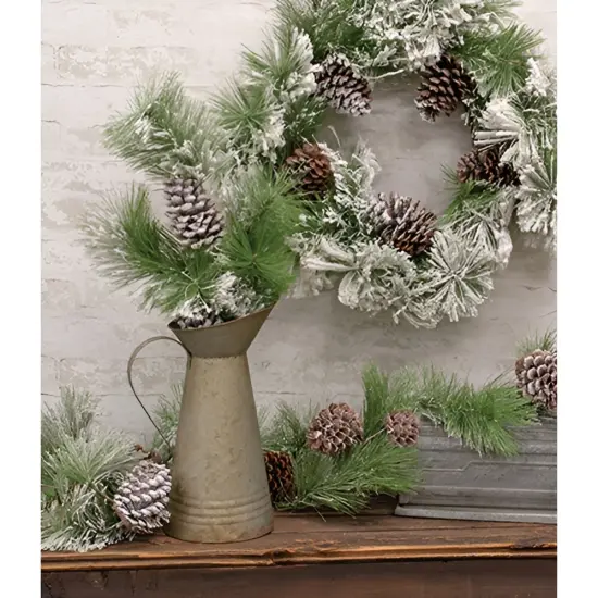 Large Snowfall Pine Pick 35 Inch Winter Decor with Pinecones and Flocking {2}