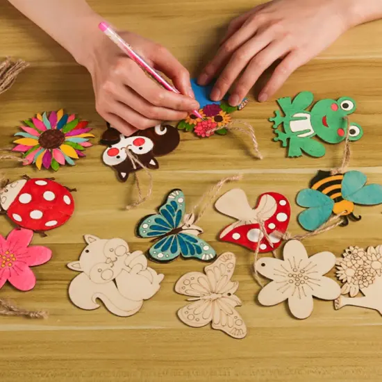 54 Pcs Wooden Spring Ornaments to Paint {5}
