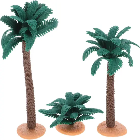 3pcs Small Coconut Palm Tree Model, Plastic Faux Fish Tank Plants Model Scenery Palm Tree Craft Statue for Micro Landscape Fairy Garden Decor {1}