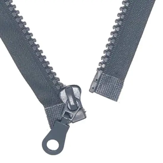 Grey 17 Inch Molded Plastic Jacket Zipper 5MM Open Bottom {5}