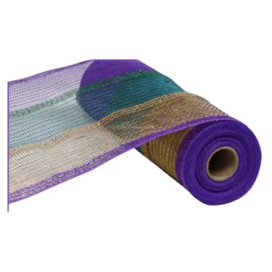 10.25" x 10yd Mardi Gras Wide Tinsel Foil Mesh - Purple/Green/Gold - Premium Wreath Supplies- RY840173 {2}