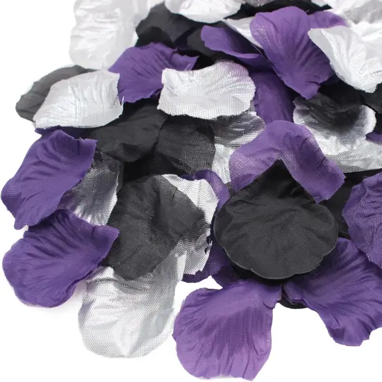 900 PCS Black Dark Purple Silver Artificial Flower Rose Petals Confetti Wednesday Party Table Scatters Girls Women Birthday Wedding {1}