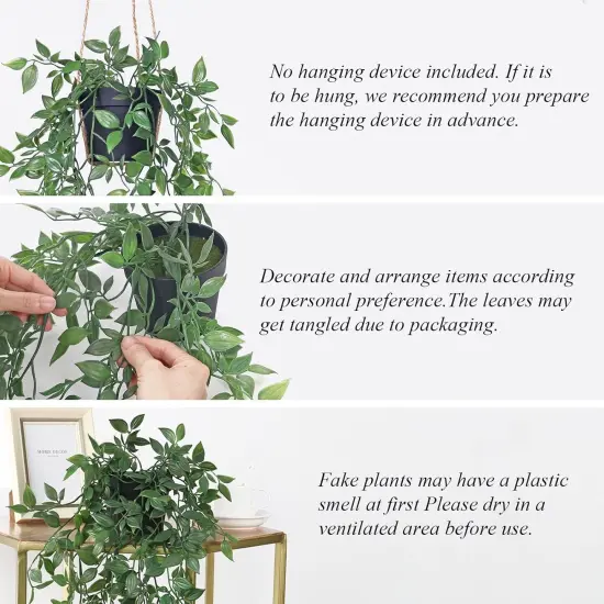 Fake Hanging Plants Artificial Small Potted Plants Mandala Leaves Faux Vines Indoor Greenery Plant for Living Room Shelf Decor (1 PCS) {4}