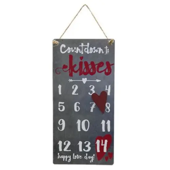 Valentine's Day Countdown Calendar with Red Heart Magnet and Jute Rope {1}