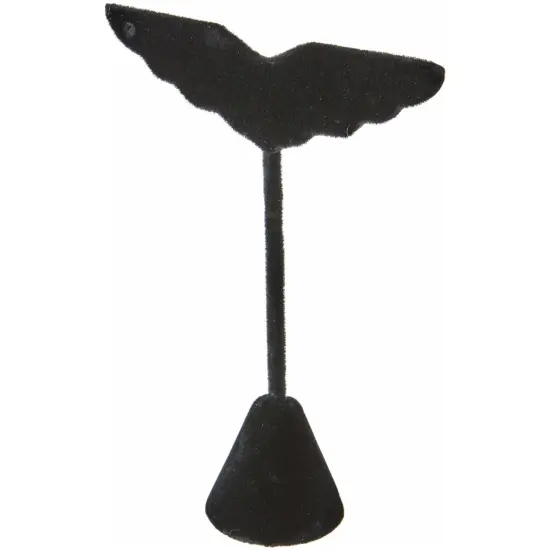 Plymor Black Velvet Wing Shaped, Three Pair Earring Display Stand, 3" W x 1.25" D x 4.75" H {1}