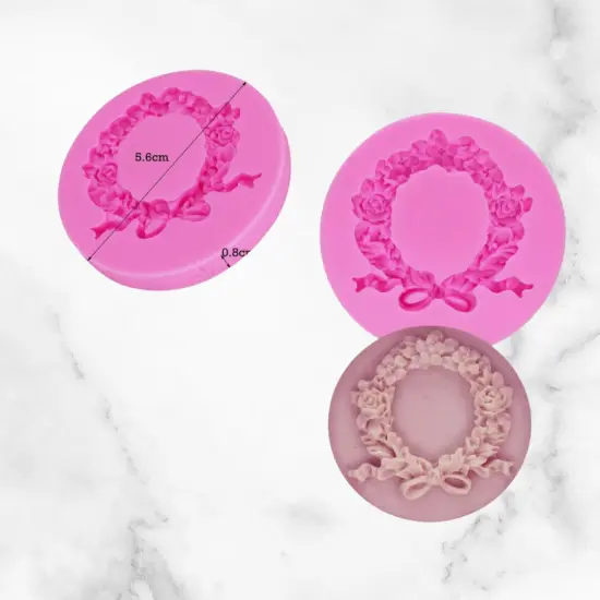 Wreath Of Flowers With Bow Silicone Mold {2}