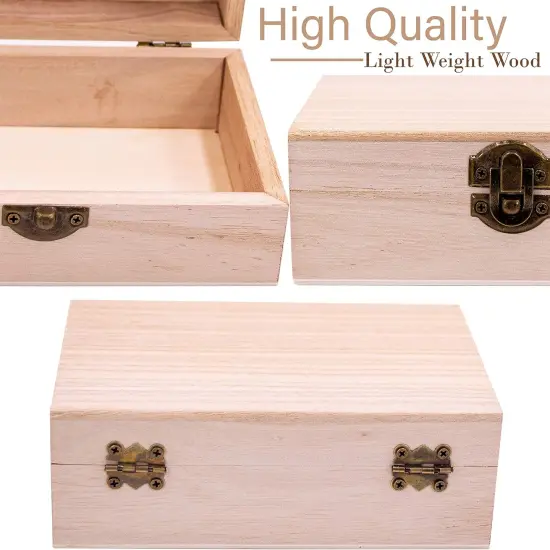 8 Pk Wooden Boxes For Crafts, Unfinished Wood Boxes 5.875 In x 3.8 In x 2 in {3}