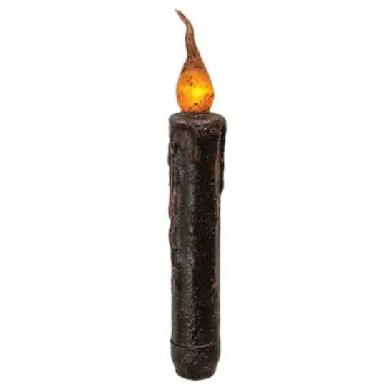 Brown Flicker Timer Taper Candle &ndash; Realistic LED Flame with Daily 6-Hour Timer {1}