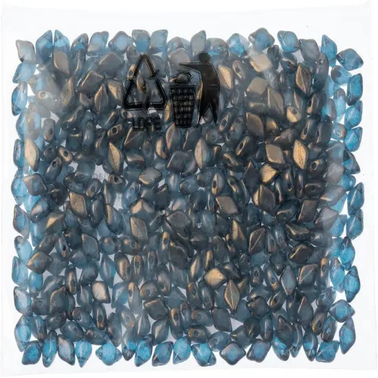 Matubo 2-Hole Czech Glass Crystal Halo Gemduo Beads, 50g Celestial Blue {2}