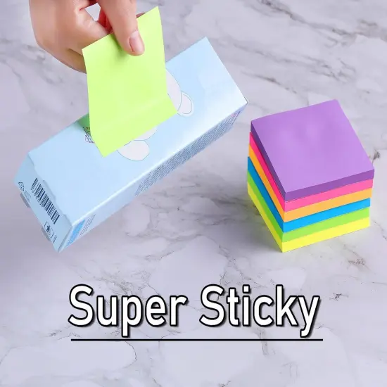 (24 Pack) Sticky Notes Post Bright Stickies Colorful Super Sticking Power Memo Pads, Strong Adhesive, 74 Sheets/pad {4}