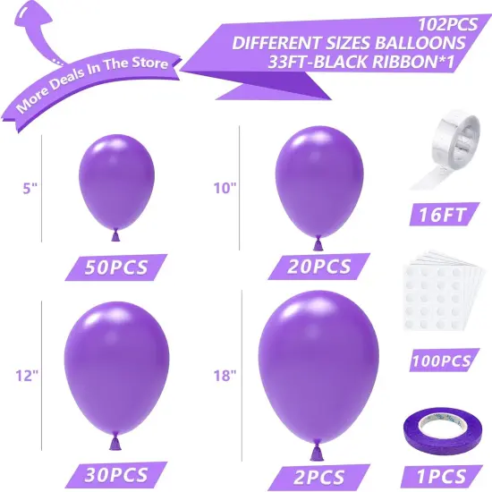 102PCS Red Latex Balloon Arch Kit Purple {2}