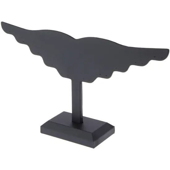 Plymor Black Faux Leather Wing Style, Ten Pair Earring Display Stand, 12.5" W x 6.5" H {1}