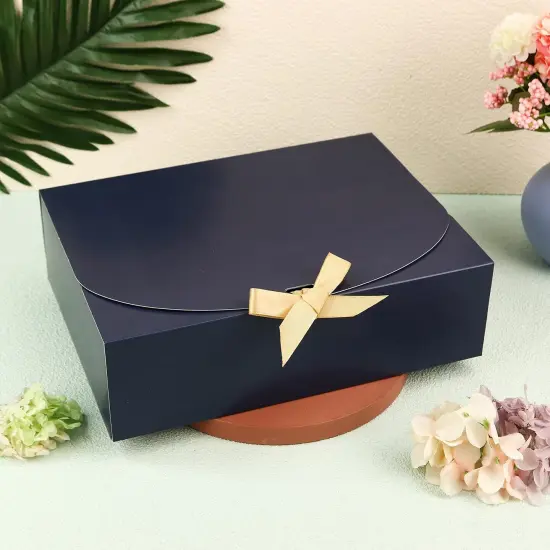 16Pcs Gift Boxes with Lids, 10.6''x7.8''x3.1'' Blue Kraft Paper Gift Box, Bridesmaid Proposal Box with Ribbon and 70pcs Adhesive Dots {4}