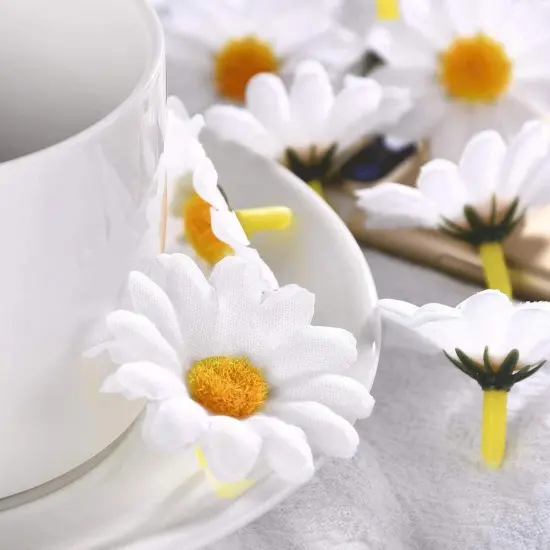 200PCS Silk Daisys, Spring Gerbera Chrysanthemum Heads, Artificial Flowers for Wedding Home Decoration and DIY Crafts {4}