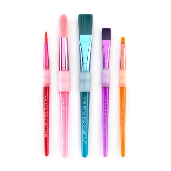 BK687 | Big Kid's Choice&trade; Lil' Grippers&trade; 5pc Nylon Chubby Round/Flat Brush Set {3}