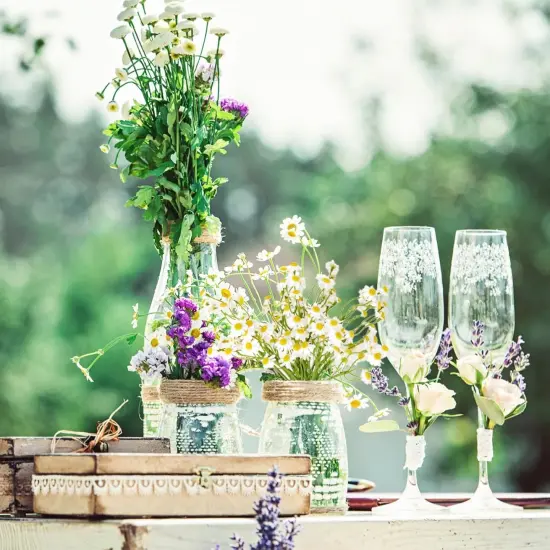 2 Bundles Small Artificial Daisy Flowers Bouquet Faux Silk Tiny Daisy Flowers for Home Garden Vase Decor (White) {4}