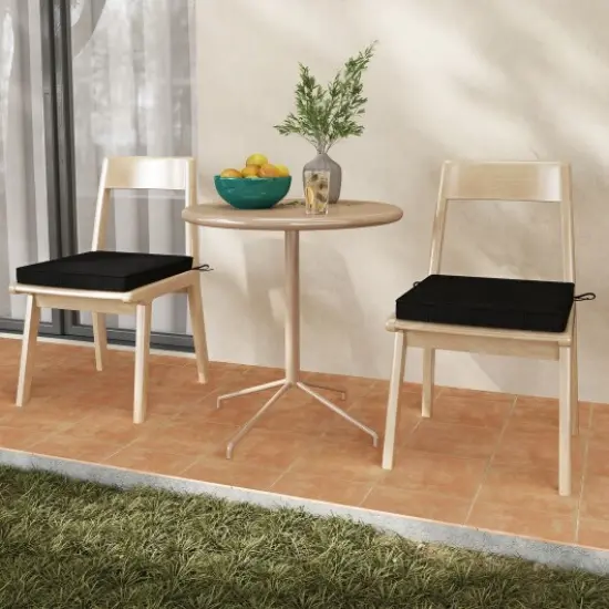 Set of 2 Square Waterproof Seat Chair Cushions Perfect for Dining Chairs or Patio Chairs Black {2}