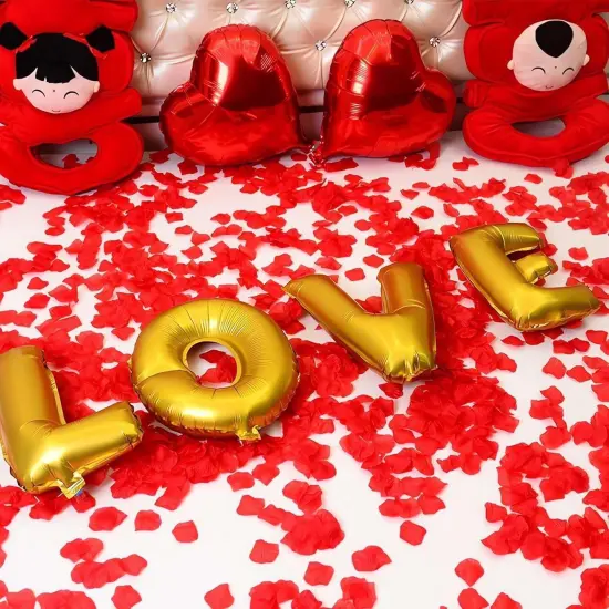 1000 Pieces Red Artificial Silk Rose Petals, Red Artificial Silk Rose Petals Flower Decoration for Valentines Romantic Wedding Event Proposal Anniversary Party Decoration Red Rose Petals {3}