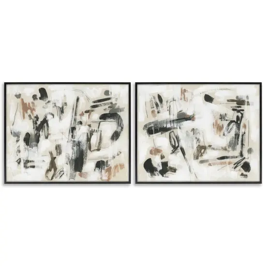 Stupell Industries Neutral Earth Tones Abstraction 2pc Framed Giclee Set Design by June Erica Vess {1}